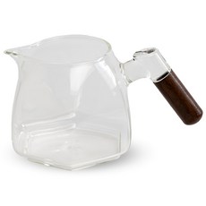 matrix 胡桃木手柄鑽型玻璃分享壺 透明色 600ml 手沖咖啡分享壺, 1個, 分享壺