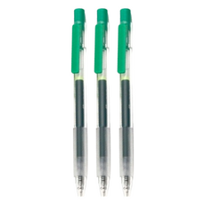 KaCO 速乾彩虹中性筆, 0.5mm, 彈性筆夾設計, 一體式防滑筆握, 綠色, 3支