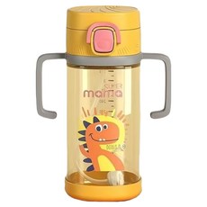 萌趣防噴寶寶學飲杯/PPSU兒童水杯/嬰兒吸管水壺/兒童直飲吸管杯, 1個, 黃色, 350ml