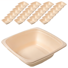 禾啟 植纖方形碗 41號 709ml 環保可分解 一次性餐具, 75個, 4條