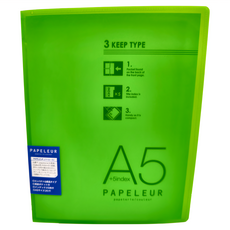 KyOKUTO A5 20孔薄型3用資料夾, +5Index, 綠色, 1本