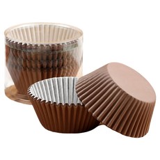 毅典 蛋糕烘焙杯 咖啡色 33mm x 23mm 一次性烘焙紙杯, 1罐