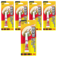 3M Scotch 超級瞬間膠, 黏著力強 膏狀不溢流 適用於凹凸表面 快乾 省時, 5條
