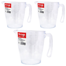 inomata 刻度量杯 1L 瓶身附手把, 透明, 3個