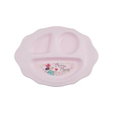 nishiki 錦化成 米妮系列 兒童餐盤, 輕巧不易摔破，洗碗機/烘乾機適用, 26 x 19 x 2.5cm, 粉色 + 花邊, 1個
