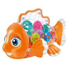 kidmate 孩子王 小丑魚 透明齒輪電動玩具 帶燈光和聲音 加速行走功能 3歲+, 1盒, 多色