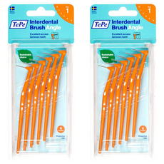 TePe 緹碧 L型長柄牙間刷 Set 6支 刷毛柔軟不刺激牙齦 有效去除牙縫中的牙菌斑 握柄方便清潔後牙, 0.45mm, 2盒