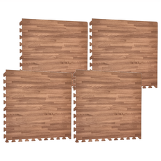 經典日式風耐磨木紋 巧拼地墊 1.1kg, 60 x 60 x 1cm, 深木紋, 4個