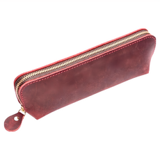 真皮頭層瘋馬牛皮筆袋 LW10 酒紅色, 1個