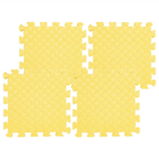 MOMOTARO 桃太郎地墊 極厚超Q樹葉紋巧拼地墊防撞瑜珈墊 附雙邊條, 檸檬黃, 4片