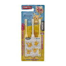 REACH 麗奇 幼兒牙刷普通毛3件組 1~6歲, 皮卡丘 黃色 + 白色, 3支, 1組