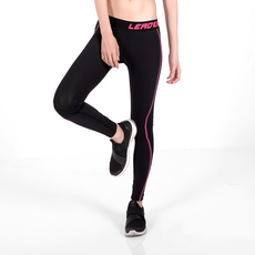 LEADER X 女性專用 colorFit運動壓縮緊身褲, 高延展度適合各種運動場合, S, 桃紅線條