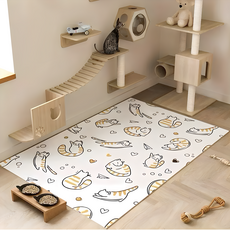 復古花紋PVC 抹净地墊, 150 x 120cm, 愛心橘貓, 1件