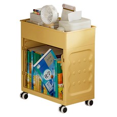 Yeya 也雅 乳酪夾心童趣風雙層兒童置物櫃 附滑輪, 黃色, 2層