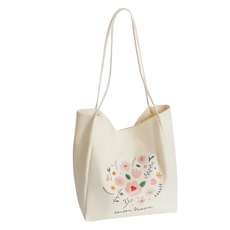 E.City 大容量圖騰花朵帆布提袋