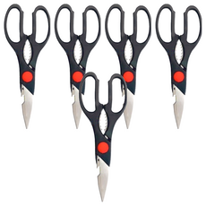 不鏽鋼食物剪刀 輕量款 附夾核桃器/開瓶器, 銀色 + 黑色, 5支