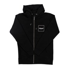 Marshall Square Logo Hoodie 拉鍊連帽外套, M, 黑色
