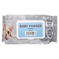 Absorb Plus 狠清爽寵物活性碳濕紙巾, 爽身粉味, 添加蘆薈萃取物和維生素E, 80張, 1包