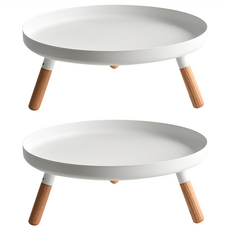 Craftsman In Storage 收納職人 日式簡約多功能圓型高腳萬用邊桌2件組, 白色