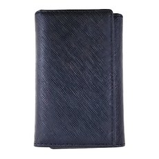 真皮十字紋牛皮多功能鑰匙包, 簡約復古風, 錢包卡包一體, 多層設計, 超實用, 11.5 x 7.8 x 2.6cm, 黑色, 1個