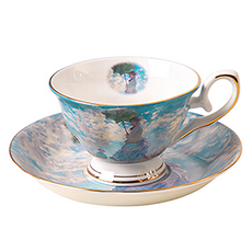 Royal Duke 骨瓷咖啡對杯 莫內油畫系列 輕薄堅硬, 撐傘的女人, 1個