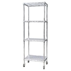 鋼鐵力士 四層架 附PP + 工業輪 + 保養組 28x43x120 銀色