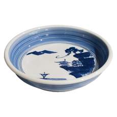 藍染山水 深皿 容量340mL 陶瓷 日本產, 1個
