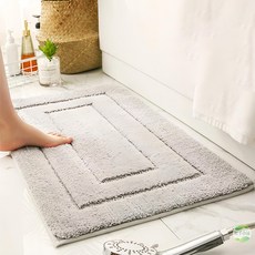 葉子小舖 吸水絨毛回型地墊, 50 × 80cm, 煙灰色+淺灰色