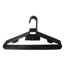 AXIS 艾克思 台灣製省空間扁形多功能乾濕兩用塑膠衣架10入 扁形設計 耐用, 黑色, 1組