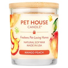 PET HOUSE 室內除臭寵物香氛蠟燭, 芒果蜜桃, 255g, 美國製, 可重複使用, 1罐