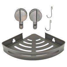 超級工廠 吸盤浴室置物架 三角架 30 x 21 x 13.5cm 灰色 免釘免鑽, 1個