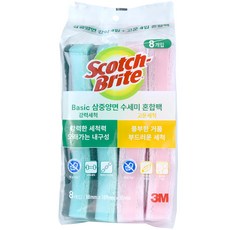 3M Scotch-Brite 百利 三層雙面海綿菜瓜布組, 8入, 1包