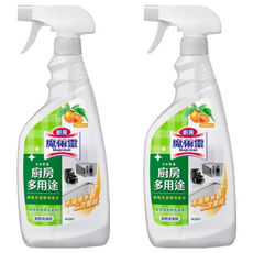 Kao 花王 Magiclean 魔術靈 廚房多用途清潔劑, 濃淡柑橘香, 植物來源潔淨成分, 不須用水二次擦拭, 500ml, 2瓶