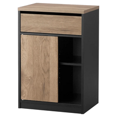 IRIS OHYAMA 愛麗思歐雅瑪 木質五格床邊收納櫃 附腳輪 WSC-468 15.84kg, 黑色/灰褐色