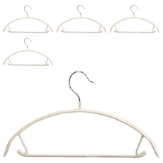 SHIMOYAMA 短脖子浸膠防滑連體套裝衣架5件組 暖白色, 1組