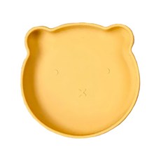 CUTOPIA 動物餐盤 100%食品級矽膠 安全無毒, 17.5 x 3cm, 暖暖熊 黃色, 1個