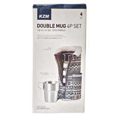 KZM OUTDOOR 不鏽鋼雙層馬克杯4入組 K9T3K001, 藍灰色, 1組