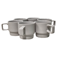JUST HOME 麥田陶瓷咖啡杯 300ml 灰色, 6個