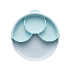 Miniware 天然聚乳酸分隔餐盤組-寧靜海藍, 花瓣盤, 100%樹薯萃取, 食品級矽膠, 麵包盤 + 矽膠吸盤 + 聰明分隔盤, 1組