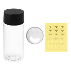 comet Home BPA Free 圓形密封調味料收納罐組, 收納罐350ml 6瓶 + 貼紙 15張 + 空白貼紙 3張 + 調味罐帽蓋 6個, 1組