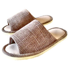i Slippers 悠活系列 布質家居室內拖鞋 - 台灣製造, 棉布/棉麻布/聚酯纖維材質, L(24~26.5cm), 咖色