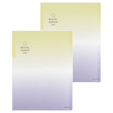 KOKUYO 國譽 Pastel Cookie Sora 30孔活頁夾 附索引卡5入 日本進口Campus行距8mm橫線活頁紙40枚, 黃紫, 2個