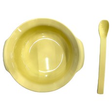 SIMPLA 玉米田 嬰童淺碗 + 匙組, PLA 環保無毒, 適合5個月以上寶寶, 黃色, 碗 + 餵食匙, 1組
