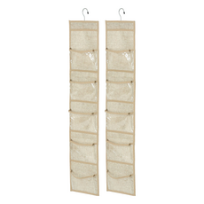 巧易收 掛式小物收納袋 附鉻鐵掛勾 透氣防塵 簡易風格收納, 2個, 棉麻