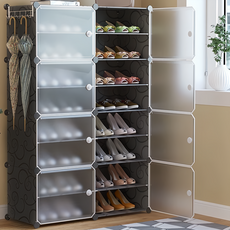 京太陽 2列8層側開組合鞋櫃, 黑色磨砂款, 組裝尺寸: 85x31x127cm, 1個