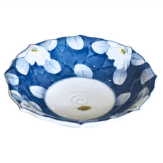 佐和陶瓷 9吋缽-日本製, 藍釉白茶花, 1個