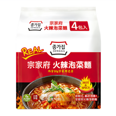 JONGGA 宗家府 火辣泡菜泡麵 非脫水 真泡菜 爽辣湯頭, 4包