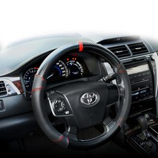 POWER 閃耀碳纖牛皮方向盤套 PW-47, 焰紅色