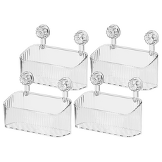 德利生活 輕奢吸盤式壁掛收納盒 大號 透明色 4個 好幫手