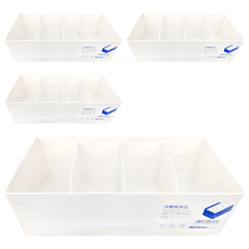 懶角落 分格收納盒 密封防漏, 白色, 4個